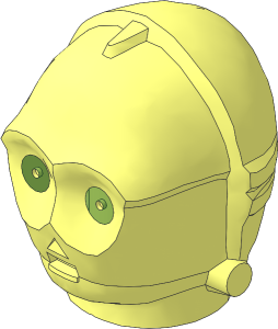 Minifig Head Protocol Droid with Bright Light Yellow Eyes Pattern