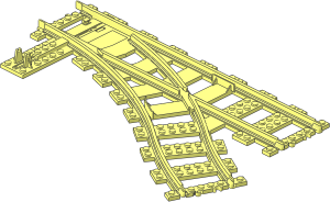 Train Track 6 Studs Wide Switch Point Right with Underside Cover Plate