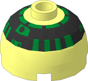 Cylinder  2 x  2 with Dome Top with SW Silver/Green R2-R7 Pattern