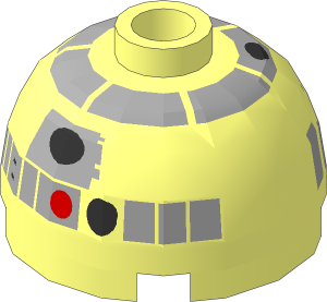 Cylinder  2 x  2 with Dome Top with SW Metallic Dark Grey R4-P44 Pattern