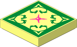 Tile  2 x  2 with Gold and Magenta Cushion Pattern