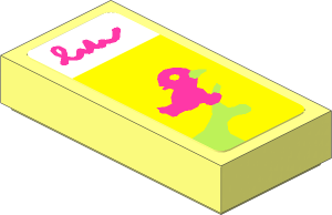 Tile  1 x  2 with Magenta Bird on Lime Branch Sticker