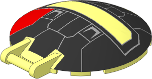 Dish  6 x  6 Inverted - No Studs with Handle with Grey Lines on Black Background, Red Area and Window Pattern
