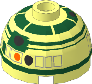 Cylinder  2 x  2 with Dome Top with SW Dark Green R2-X2 Pattern