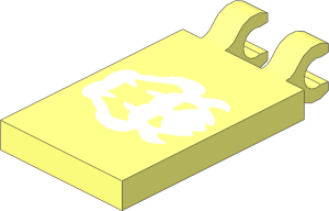 Tile  2 x  3 with Clips Horizontal (Thick C-Clips) with White Bowser Head Pattern