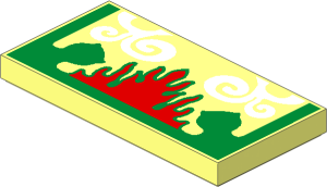 Tile  2 x  4 with Metallic Gold, Red and Lavender Arabian Rug Pattern