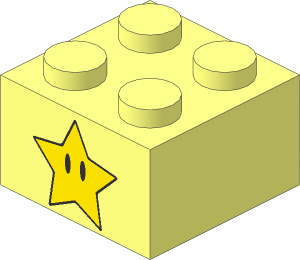 Brick  2 x  2 with Yellow Star and Black Eyes on Both Sides Pattern