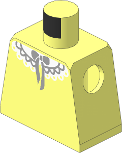 Minifig Torso with White Lace Collar and Light Grey Bowtie Pattern