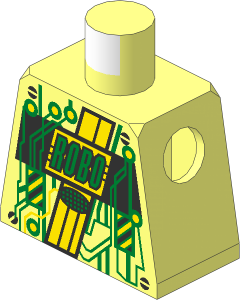 Minifig Torso with Gold Circuitry and Yellow Roboforce Logo Pattern