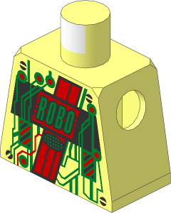 Minifig Torso with Gold Circuitry and Red Roboforce Logo Pattern