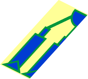 ~Slope Brick 33  3 x  2 with Blue and Metallic Gold Mechanical Pattern - Half