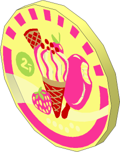 Roadsign Clip-on  2 x  2 Round with Ice Cream Pattern
