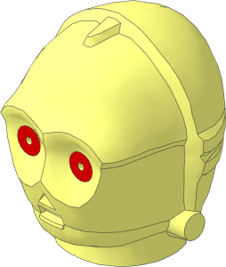 Minifig Head Protocol Droid with Red Eyes Pattern