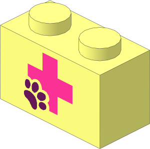 Brick  1 x  2 with Magenta Cross and Animal Paw Pattern