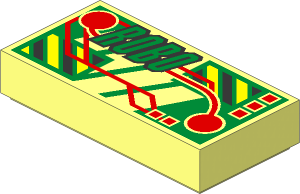 Tile  1 x  2 with Red and Gold Circuitry and Roboforce Logo Pattern