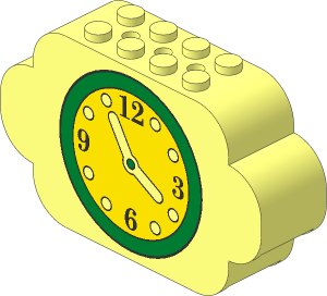 Brick  2 x  8 x  4 with Curved Ends with Green and Yellow Clock Pattern