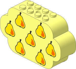 Brick  2 x  8 x  4 with Curved Ends with 7 Yellow Pears Pattern