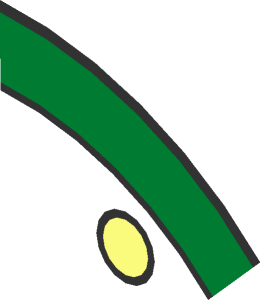 ~Brick  2 x  8 x  4 with Curved Ends with Green and Yellow Clock Pattern - 1/8 Section