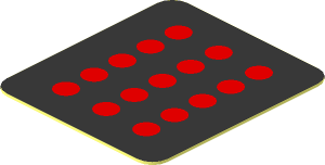 Sticker  0.9 x  0.8 with 15 Red Dots on Black Background
