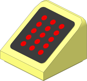 Slope Brick 31  1 x  1 x  0.667 with 15 Red Dots on Black Background Sticker