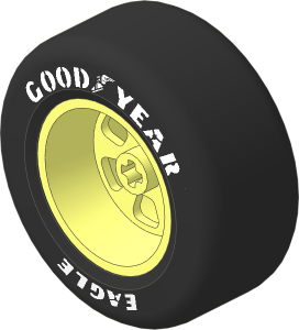 Wheel 22 x 50 with Rubber Black Integral Smooth Racing Tyre with White "GOODYEAR EAGLE" Pattern