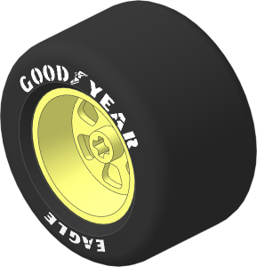 Wheel 30 x 50 with Rubber Black Integral Smooth Racing Tyre with White "GOODYEAR EAGLE" Pattern