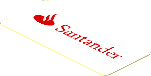Sticker  0.8 x  1.8 with Red Santander Logo and Text on White Background