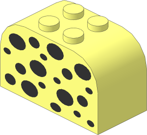 Brick  2 x  4 x  2 with Curved Top with Black Dalmatian Spots Pattern