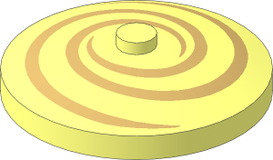 Dish  4 x  4 Inverted with Two Tan Swirls Pattern