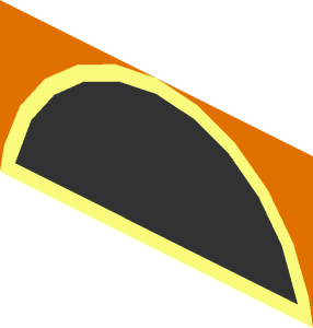 ~Black Egypt Hieroglyph Letter T on Dark Orange (Gardiner X1, Loaf of Bread)