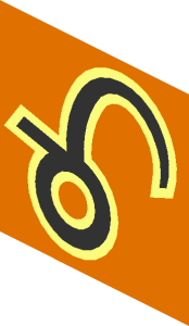 ~Black Egypt Hieroglyph Letter O on Dark Orange (Gardiner V4, Lasso, wa)