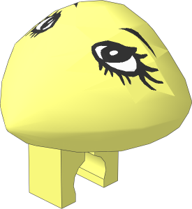 Minifig Martian Head with Clip with Eyelashes Pattern
