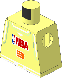 Minifig Torso with Arm Locking Notches with NBA Team Violet # 3 Pattern