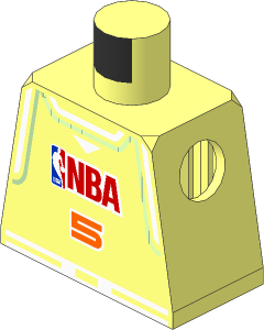 Minifig Torso with Arm Locking Notches with NBA Team Violet # 5 Pattern