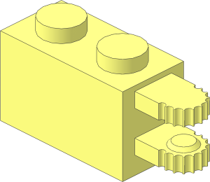 Hinge Brick  1 x  2 Locking with Dual Finger on End Horizontal