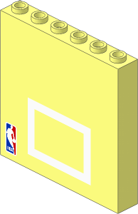 Brick  1 x  6 x  5 with Basketball Backboard and NBA Logo Pattern and Backside Sticker