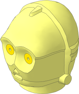 Minifig Head Protocol Droid with Yellow Eyes Pattern