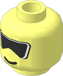 Minifig Head with Large Black Sunglasses and White Stripe Pattern