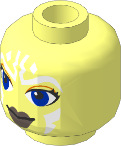 Minifig Head with SW Clone Wars Large Eyes Ahsoka Tano (2008) Pattern