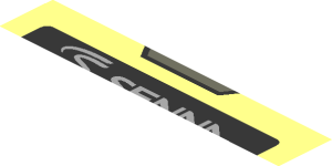 ~Sticker  1.9 x  1.8 with Black Senna Logo and Exhaust Tailpipe on Transparent Background - Fifth Face
