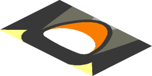 ~Sticker  0.8 x  2.4 with Orange Quad inside Black Trapezoid on Transparent Background -  Third Face
