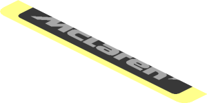~Sticker  1.9 x  1.8 with Black McLaren Logo and Black Triangles and Grey Trapezoid Background - Sixth Face