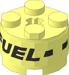 Brick  2 x  2 Round Reinforced with Black "FUEL" and Black Dotted Line on Transparent Background Sticker