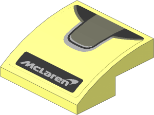 Slope Brick Curved  2 x  2 x  0.667 with Black McLaren Logo and Black Triangles and Grey Trapezoid Background Sticker