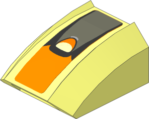 Slope Brick Curved Top  2 x  2 x  1 with Orange Quad inside Black Trapezoid on Transparent Background Sticker