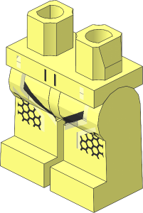 Minifig Hips and Legs with Racing Suit with Orange Lines and Silver Hexagons Pattern Pattern