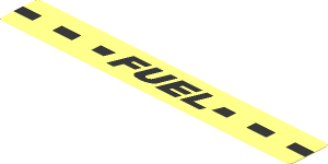 Sticker  0.8 x  5.9 with Black "FUEL" and Black Dotted Line on Transparent Background