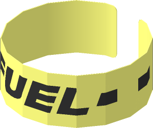 Sticker  0.8 x  5.9 with Black "FUEL" and Black Dotted Line on Transparent Background (Formed)