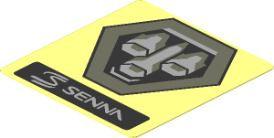 Sticker  1.9 x  1.8 with Black Senna Logo and Exhaust Tailpipe on Transparent Background (Needs Work)