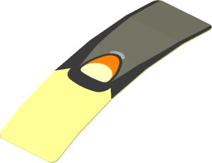 Sticker  0.8 x  2.4 with Orange Quad inside Black Trapezoid on Transparent Background (Formed) (Needs Work)